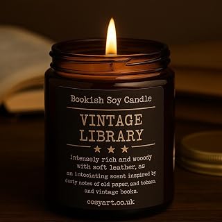 dmade tage ibrary Soy Cande - eather, Paper, Tobacco Scent 200m Gift for k oers Crafted ondon