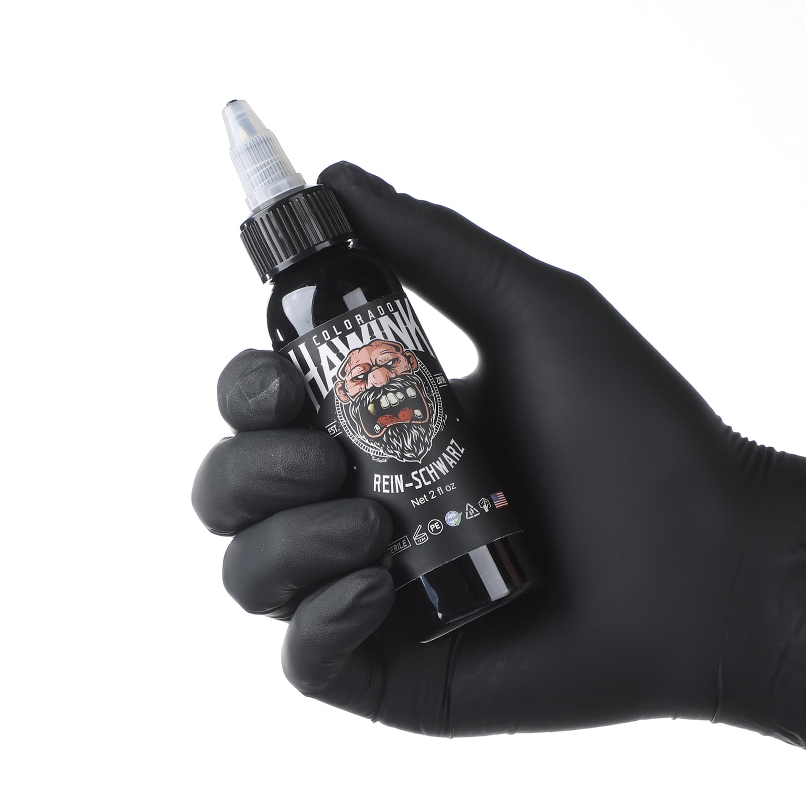 HAWINK Tinta Negro Puro Tatuaje Profesional 1 Botella de 2oz (60ml) Tattoo Ink Black TI203DE-60-001