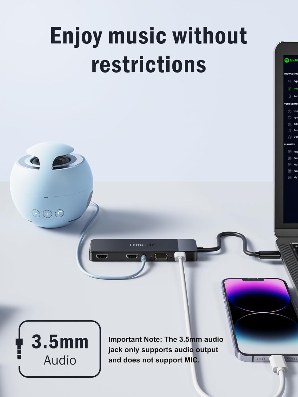 Lemorele USB C Hub Docking Station, 10-in-1 Dual Monitor Adapter with 4K Dual HDMI, 1080P VGA, 3×USB3.0/2.0, TF/SD, 3.5mm Audio, 100W PD for MacBook, HP, Dell, Lenovo and More 29