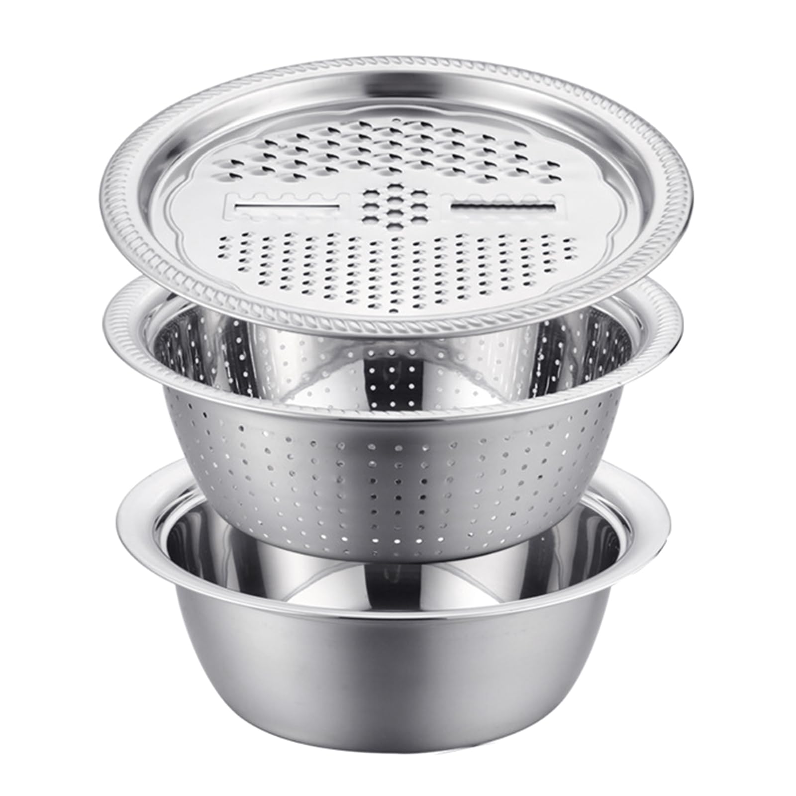 Ekoama Stainlessly Steel Vegetable Chopping Washing And Draining Basket Set For Kitchen Efficiency 3PCS
