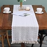 ⭐Único LOOK⭐: mantel beige con diseño de tejido abierto con flecos, mantel con mucho encanto vintage y bohemio, le da a tu mesa un nuevo aspecto. Un mantel de encaje es todo lo que necesitas para mejorar la decoración de tu hogar y recibir cumplidos de familiares y amigos.