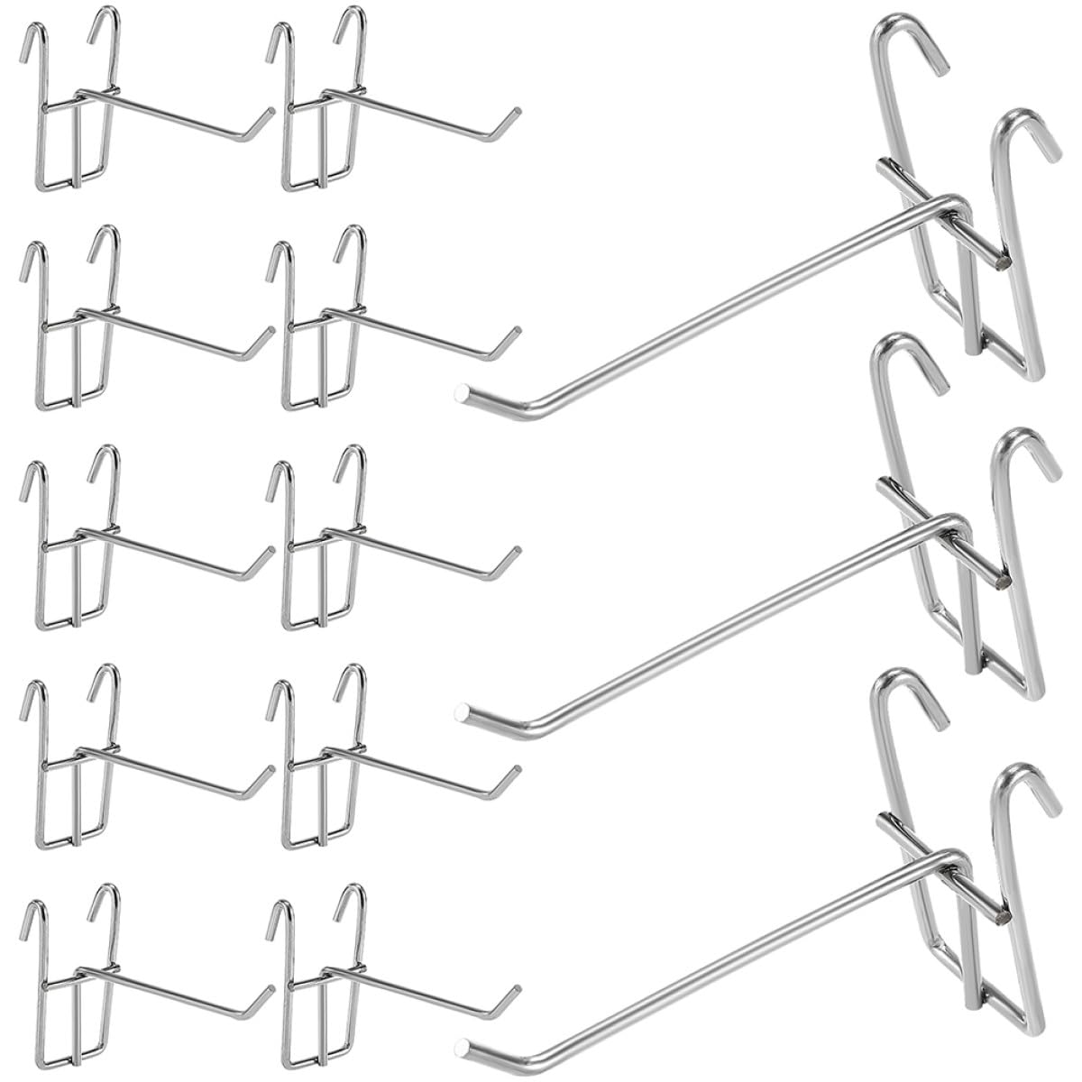 INOOMP 40 Ganci da Parete in Ferro Argento per Pannelli Dogati, Resistenti per Esposizione in Garage o Negozio