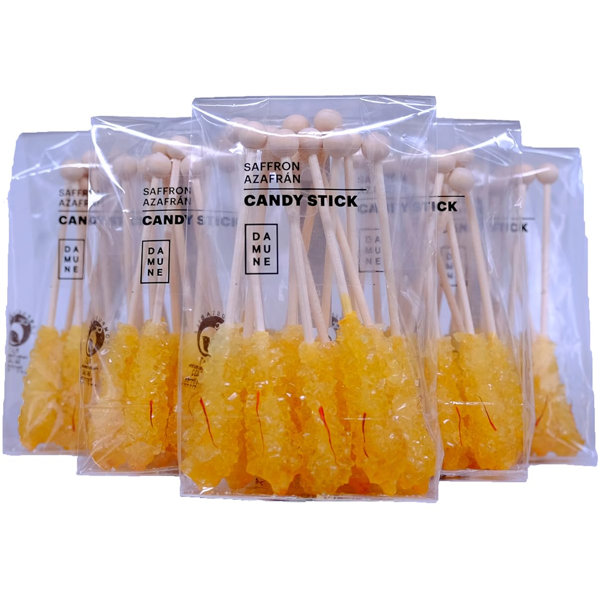 DAMUNE Bâtonnets de Sucre Candi Safran – 60 Bâtonnets (12 bâtonnets * 5 sachets)