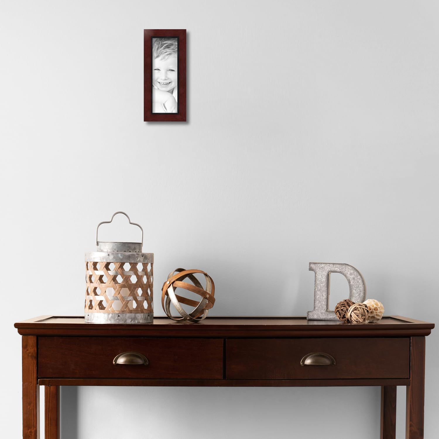 ArtToFrames 4x11 Inch Brown Picture Frame, This 1.25 Inch Custom Wood Poster Frame is Mahogany - Comes with Regular Glass and Corrugated Backing (2WOM77607-4x11)