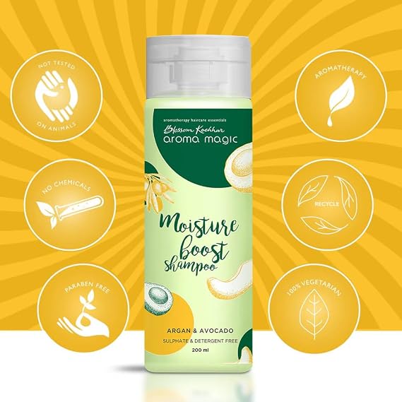 Aroma Magic Moisture Shampoo with Argan & Avocado | Sulphate-Free Shampoo for Dry Hair | Deeply Moisturizes, Strengthens & Enhance Hair Growth | 6.76 Fl Oz (200ml)