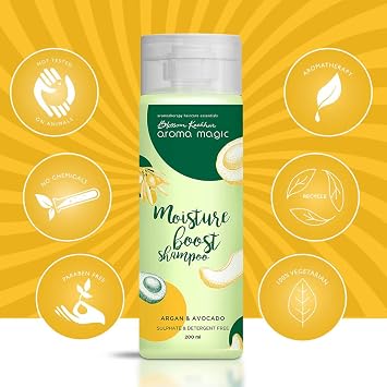 Aroma Magic Moisture Shampoo with Argan & Avocado | Sulphate-Free Shampoo for Dry Hair | Deeply Moisturizes, Strengthens & Enhance Hair Growth | 6.76 Fl Oz (200ml)