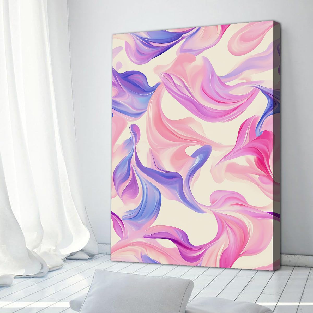 CHERHERART Affiches fluides rose violette bleue Art mural sur toile abstraite Dégustation en dégradé de rêve pour chambre salon cuisine 70x110cm sans cadre