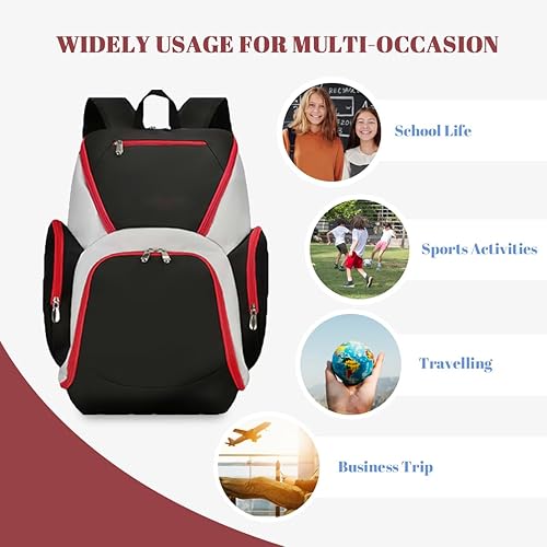 Miniatura 7 de COTVERSE Basketball Bag for Boys, Custom Basketball Backpack Soccer Bag for School Boys, Personalized Name Number Bags