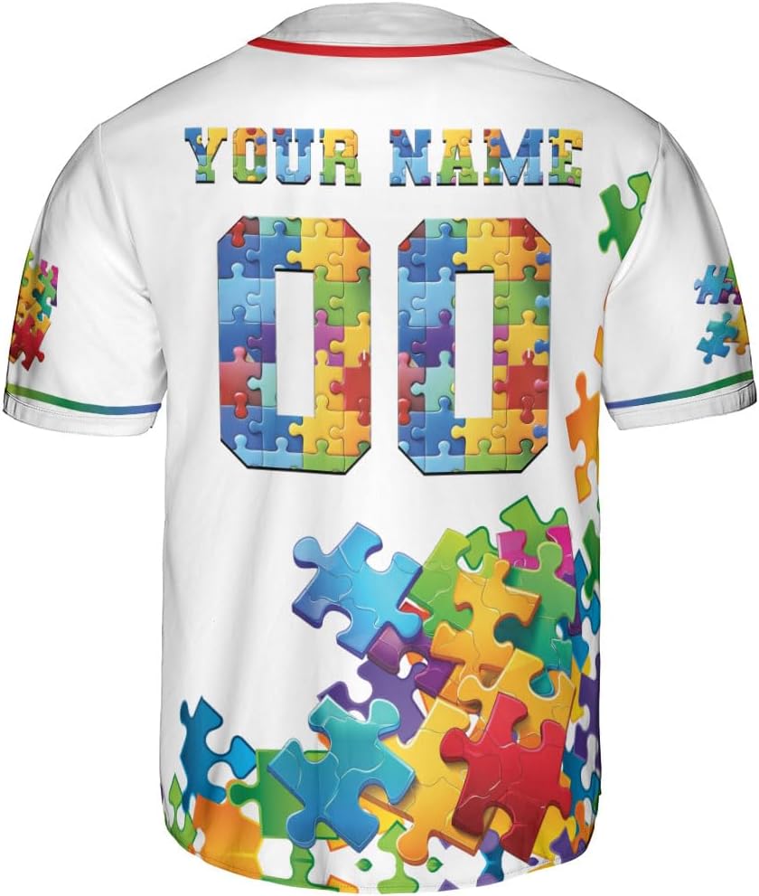 Personalized Adult Autism Shirts Gifts, April Autism Awareness S-5XL Baseball Jersey Men & Women on Autism Acceptance Month