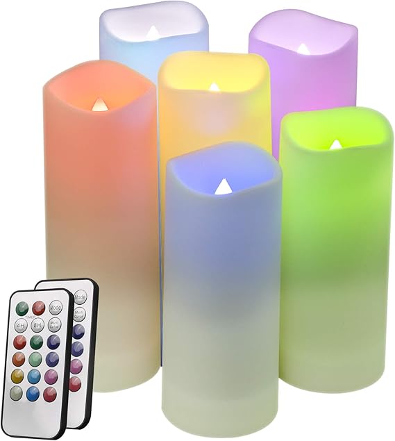 salipt LED Multi Colored Flameless Candles, LED Flickering