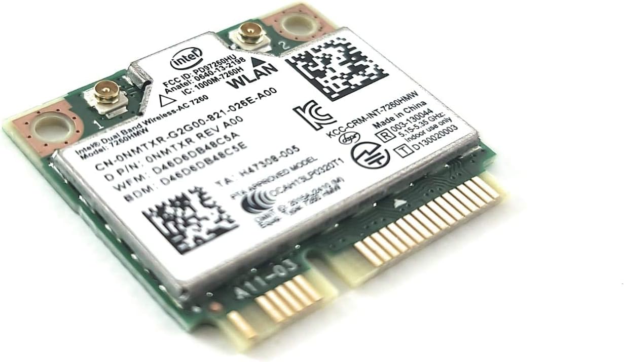 Intel 7260.HMW Dual Band Wireless-AC 7260 Network Adapter PCI Express Half Mini Card 802.11 b/a/g/n/ac