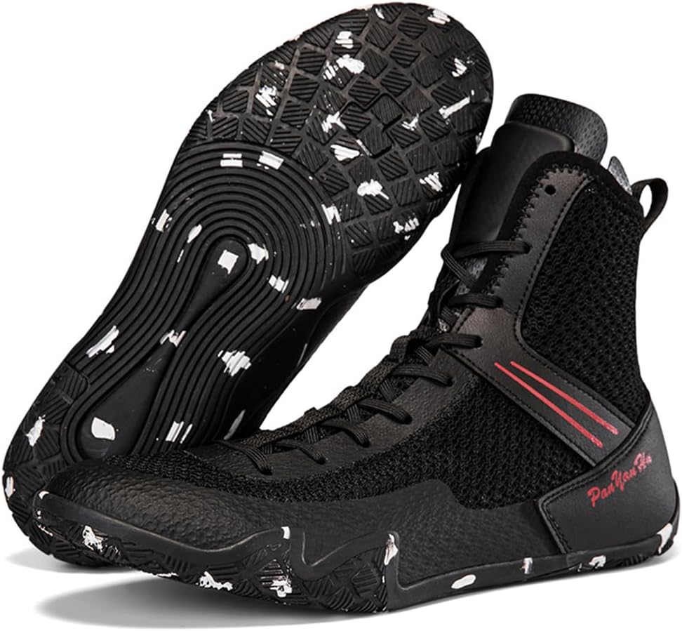 Wrestling Shoes Mens Youth Boxing Boots High Top Fighting Training Shoes Lightweight Breathable Non Slip Bodybuilding Boots