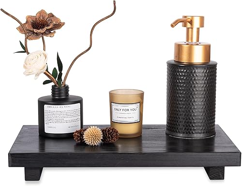 Miniatura 15 de Organizador de encimera de baño, soporte de pedestal de madera, bandeja decorativa de granja, soporte para jabón para decoración de cocina, pequeño