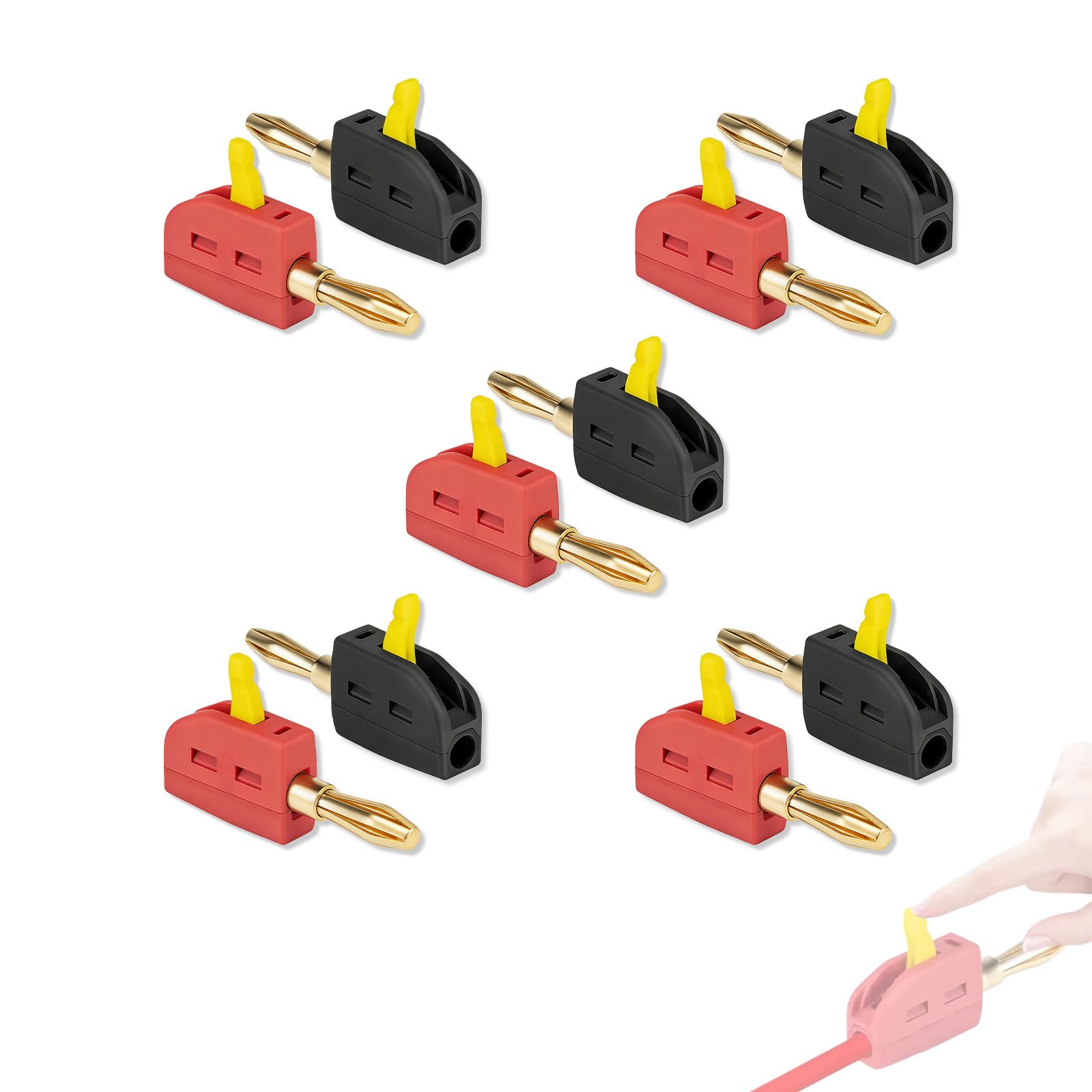 Fiches Banane 4 mm, 10 Pièces Connecteurs Banane 32A pour Enceintes HiFi, Amplificateurs et Câbles de Haut-Parleur - Compatible avec Fiches Banane Enceinte pour Une Connexion Audio Fiable