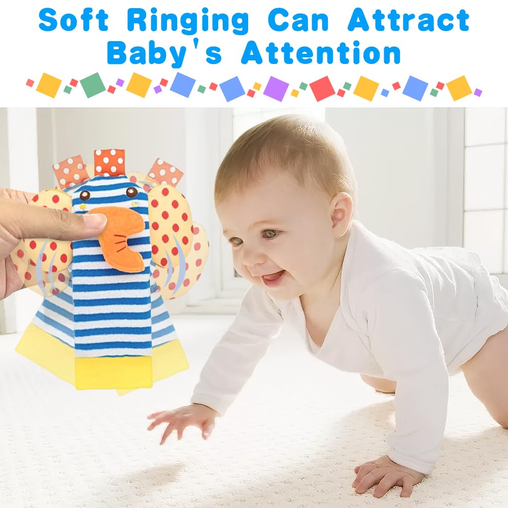 HAGOT Giochi Neonato Sonagli Sensoriali Bambini, Giocattolo Sonaglio per Bambini, Animale Sonaglio Polso Cinturino Giocattolo per lo Sviluppo, per Neonati Neonato da 0 a 12 mesi