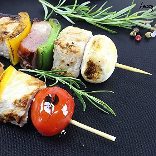 Amazy Teflon Grill Mat (Set Of 3) - Non Stick Silicone Mats For Barbecue Grilling And Baking (Rectangular | 40x33 cm)