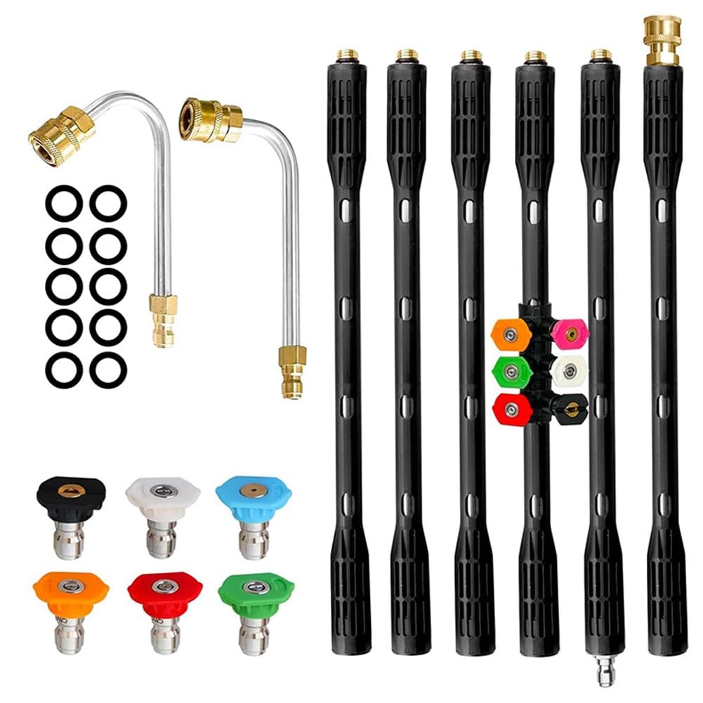 Kit completo de limpieza de canalones con barra de extensión para lavadora a presión y boquillas
