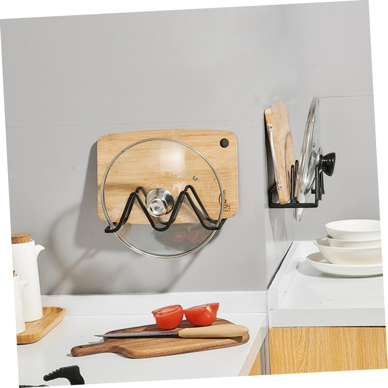 KOCKSHION 1Pc Utensil Rack Chopping Board Holder Wall Mounted Kitchen Organizer for Pots Pans and Cutting Boards Space Saving Accessory for Easy Kitchen Storage Random Color