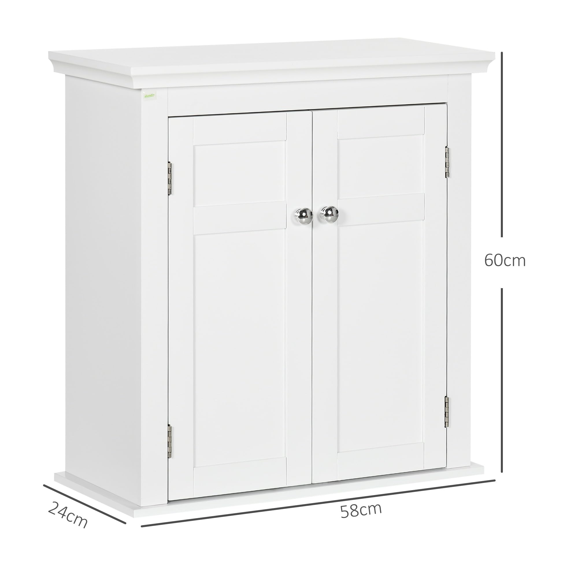 kleankin Armario para Baño de Pared Mueble de Baño Colgar con Estantes Ajustables y Puertas con Cierre Magnético Armario de Pared para Cocina Comedor 58x24x60 cm Blanco
