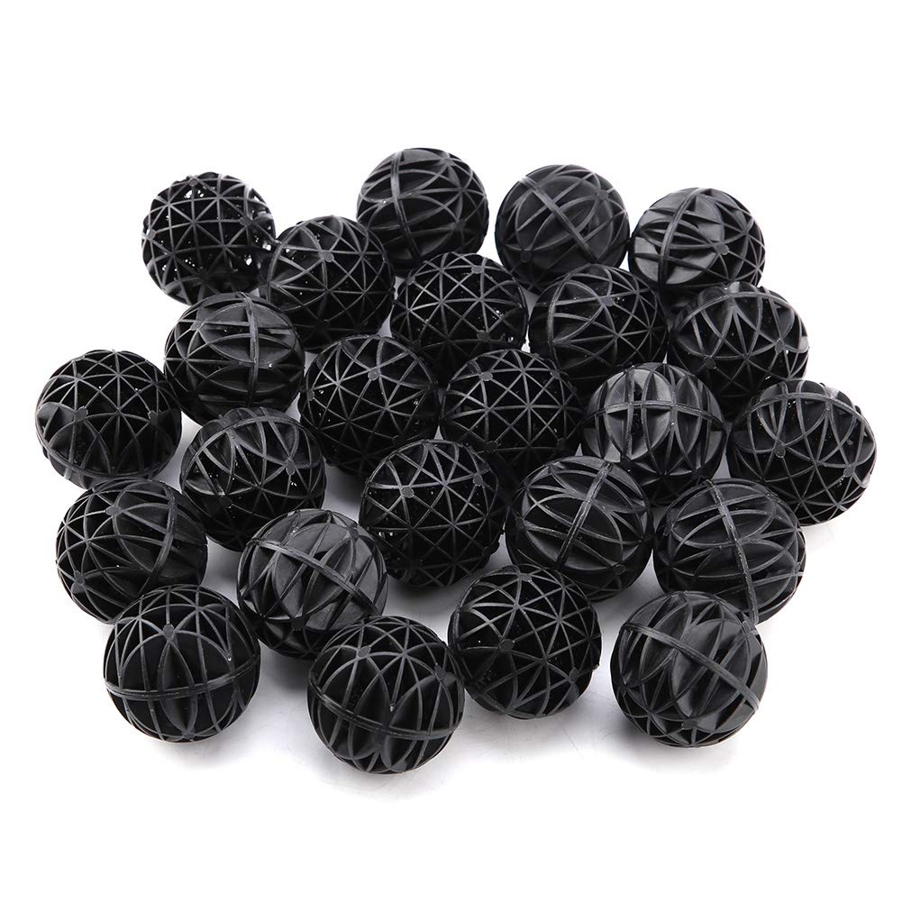 Bola bioquímica de filtro bio poroso de 50 piezas, medios de filtro de bolas biológicas con material de filtro de estanque de acuario de algodón, bolas de filtro bio para peces, (46 mm con algodón)