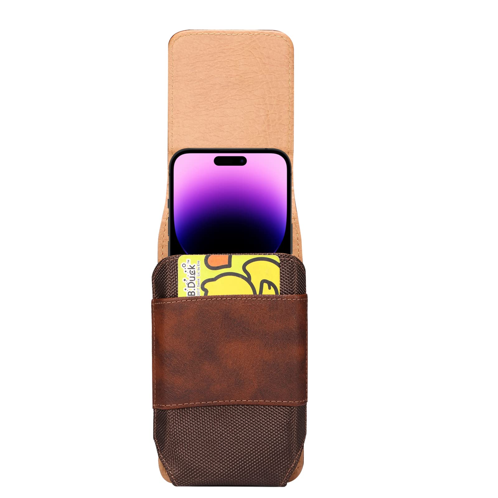 Borsa da Cintura Pelle per Cellulare Uomo, Sacchetto Clip Cintura per Telefono Nero, Verticale Custodia Clip da Cintura per Carte Cellulare Borsello Telefono Pochette Portafoglio Borsa con Portacarte