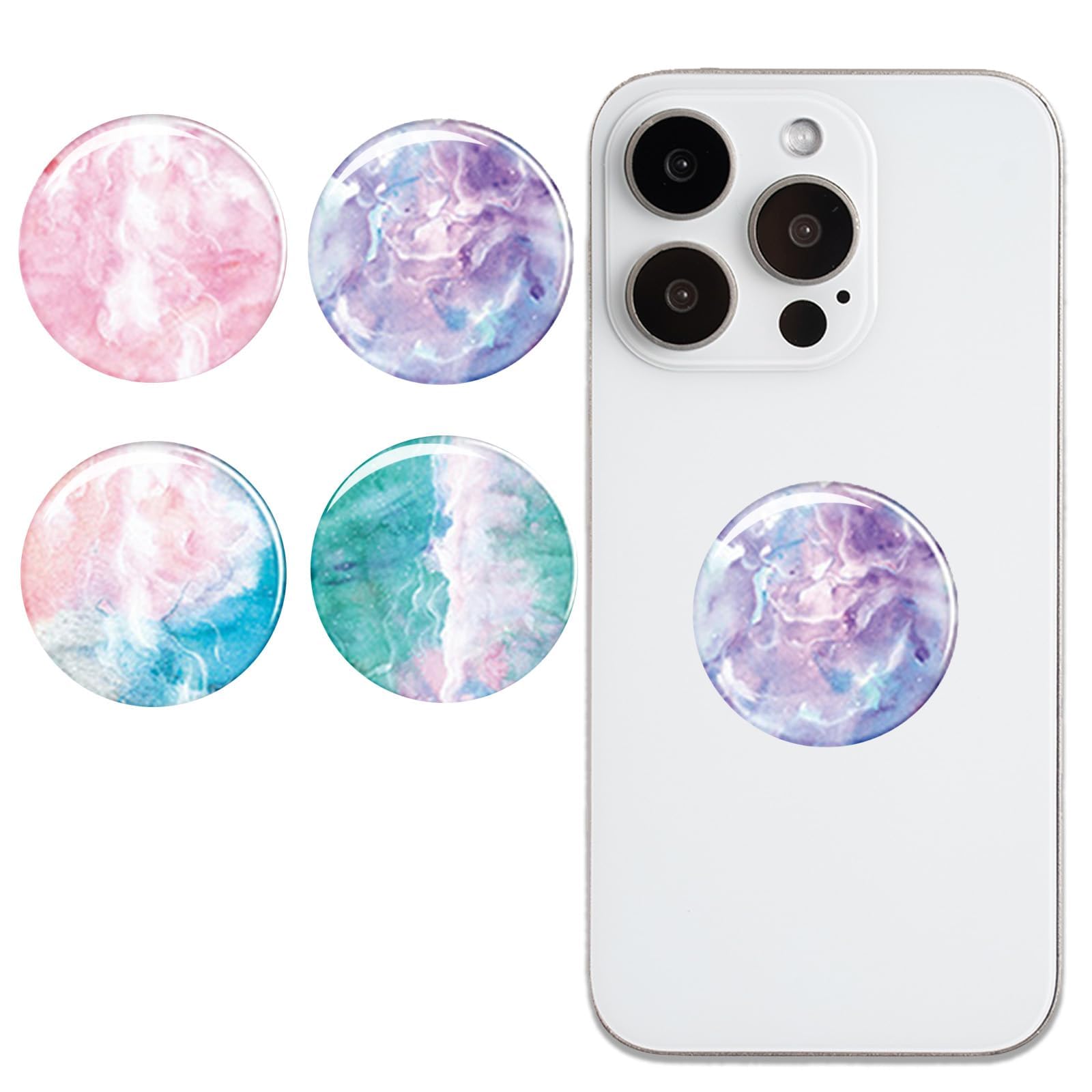 Phone Grips, 4 Pcs Gradient Phone Grips, Reusable Adhesive Finger Ring Holders, 360° Rotatable Anti-Slip Phone Stands, Portable 2-in-1 Hand Grip Support for Smartphone, Tablet & Kindle Daily Use-image-24