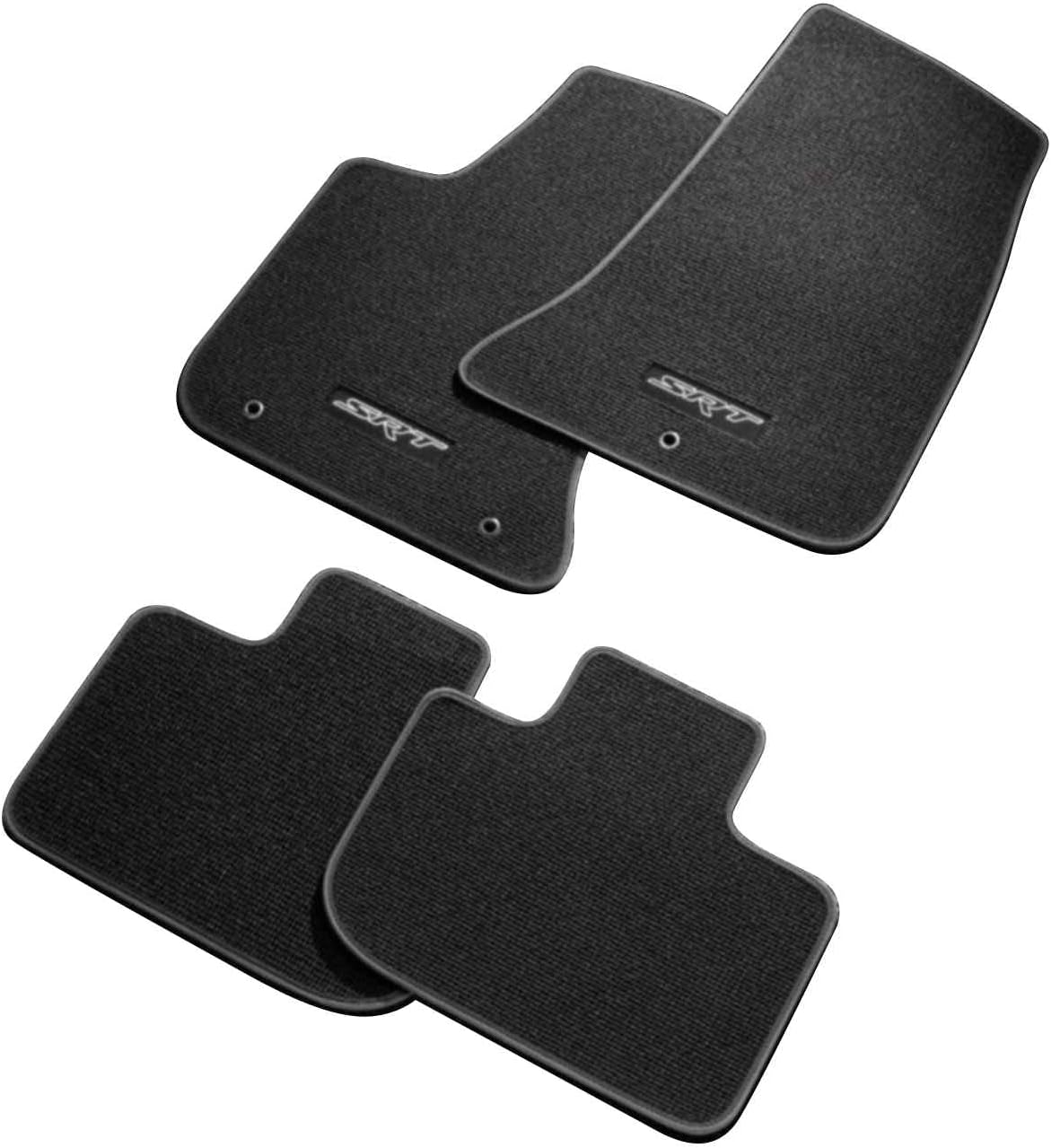Mopar 82214928AB Berber Carpet Floor Mats Premium Berber Carpet Mats, black. Complete set of four with SRT embroidered logo on front mats
