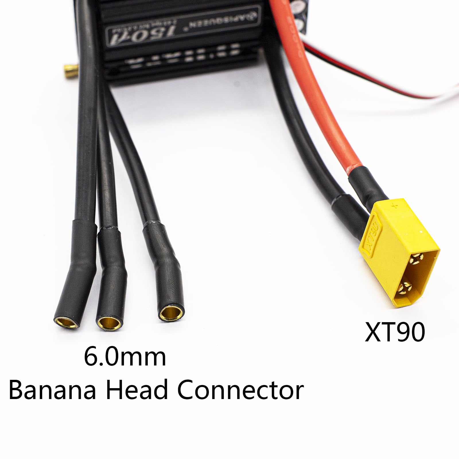 Ohara 150A 2-6S ESC Controlador de velocidad electrónico impermeable sin escobillas con 5.5V/5A BEC y XT90 6.0mm Conector de cabeza banana para barco modelo de barco RC