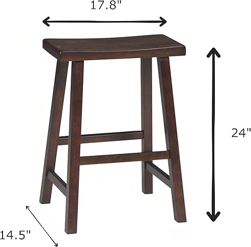 Miniatura 42 de IC International Concepts, Taburete para asiento de sillín-24 pulgadas de alto, madera sólida/real, madera de parawood resistente, Diy, listo para