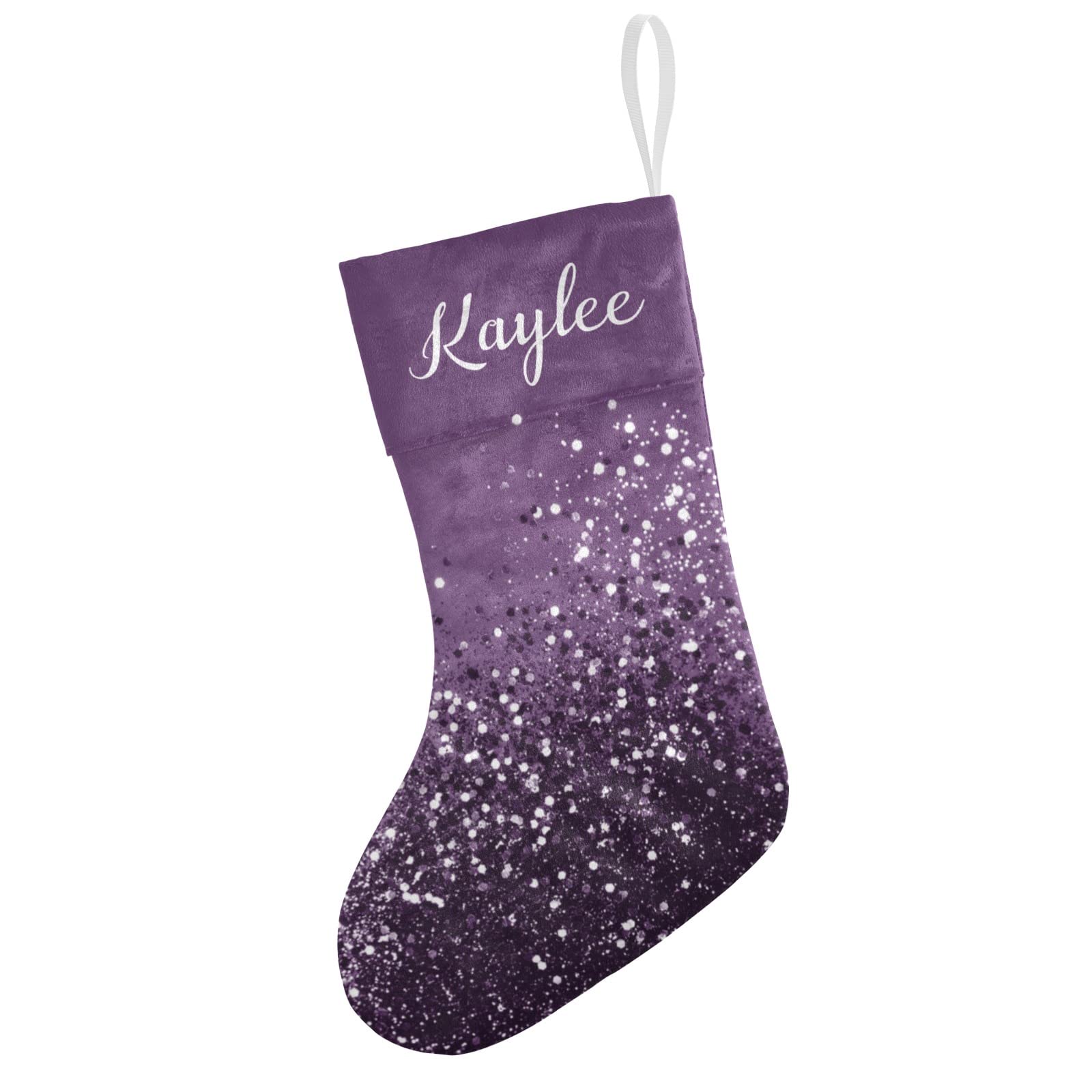 Yeshop Purple Glitter Dream Christmas Stocking for Family Xmas Holiday Party Home Decoration Gift