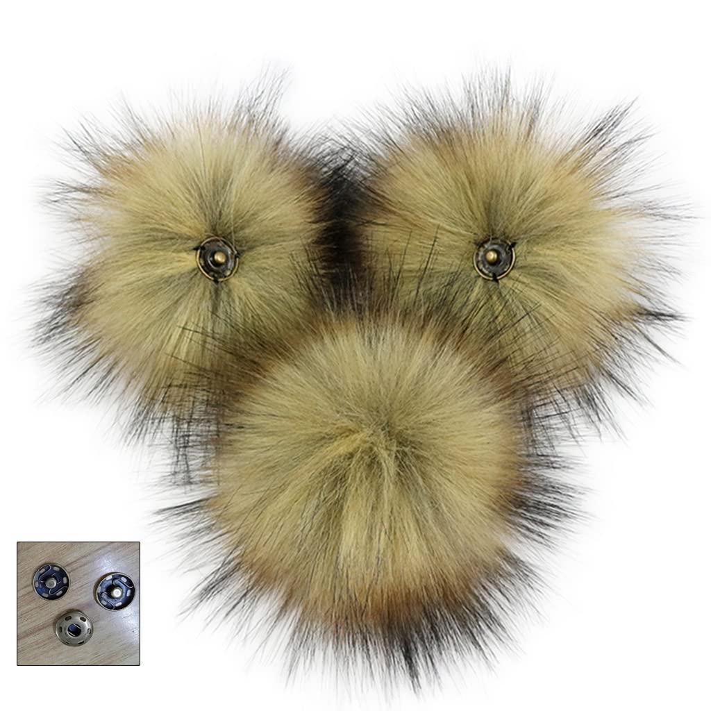 Leecae R# 3Pcs/Set 10Cm Diy Colorful Furry Pom Pom Ball With Press Button Removable Fluffy Pompom For Hat Shoes Scarf Accessories