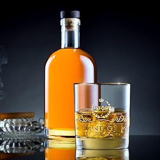 Lovinpro 2000 25th Birthday Gifts for Men/Dad/Son, Vintage Unfading 24K Gold Hand Crafted Old Fashioned Whiskey Glasses, Perfect for Gift and Home Use - 10 oz Bourbon Scotch, Party Decorations