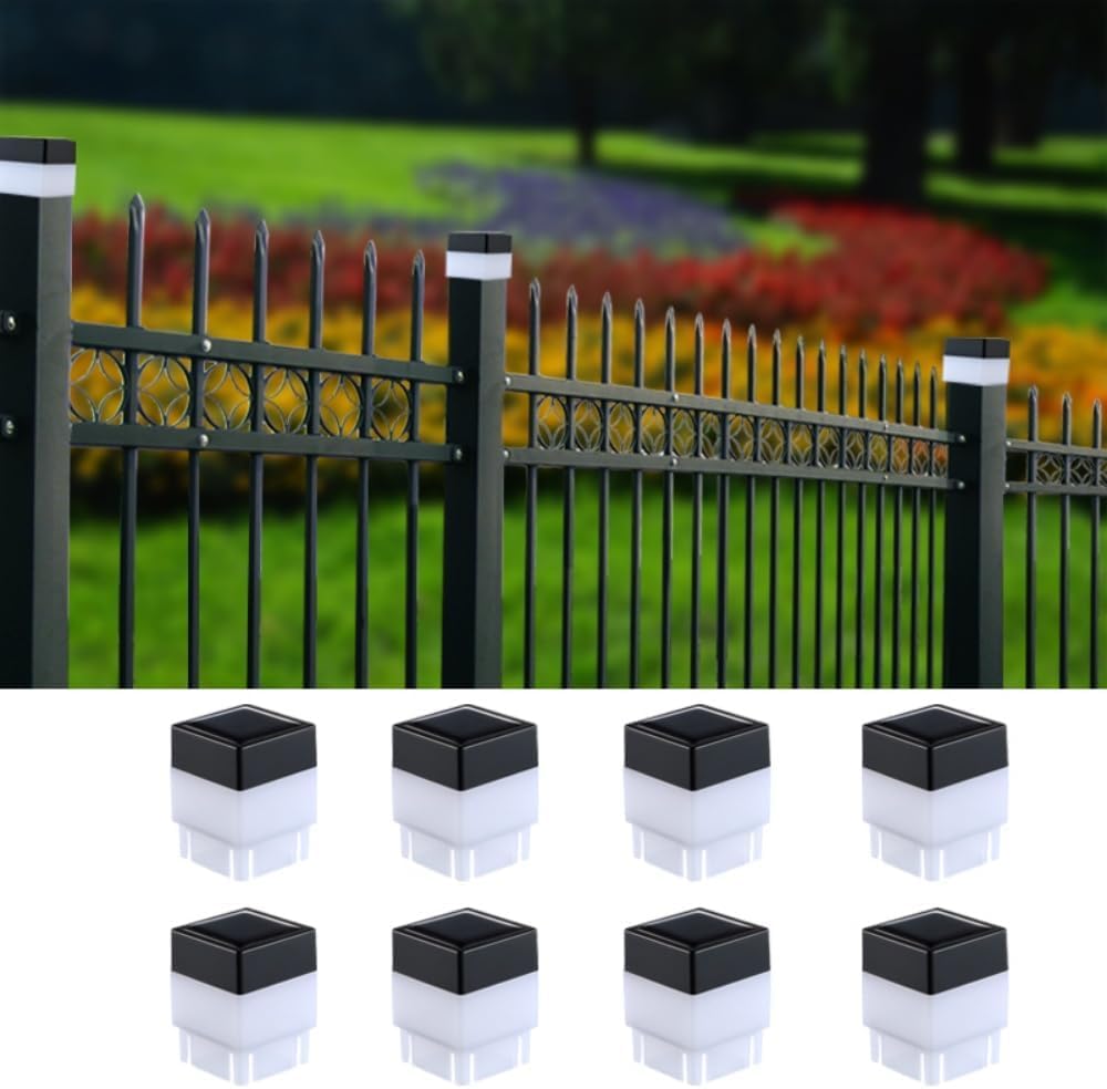 Photo 1 of TERBBU Solar LED Fence Post Cap Light 2x2 Inch (5x5cm) - for Wrought Iron, Aluminum & Garden Fences, Waterproof Outdoor Solar Lights(White Light) (8)