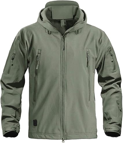 KEFITEVD Winter fleece jas voor mannen Warm Windbeaker Army Tactisch jack met 6 zakken, Leger Groen, XL