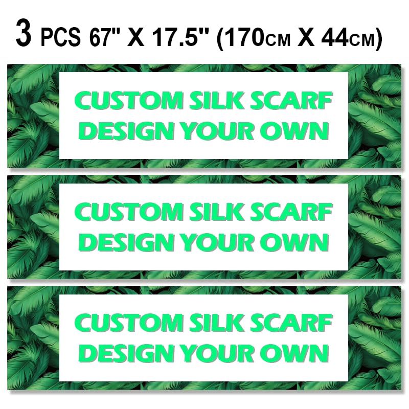 Custom Silk Scarf Design Your Own 3 Pcs 67" x 17.5", Custom Printed Bandana Shawl, Private Customization, Personalized Design, Gift Ready4