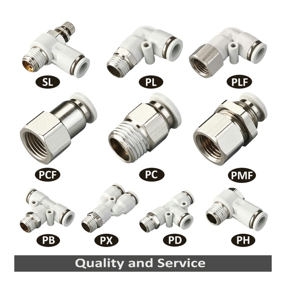 ezqnirk 1PCS Pneumatic Fitting Pipe Connectors White Hose Fittings BSP Thread Quick Coupling Air Tube Connector,PMF,8-01 (8mm-1/8)