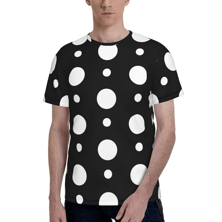 Amazon.co.jp: メンズ Tシャツ 水玉柄 ドット 白黒 半袖 大きい