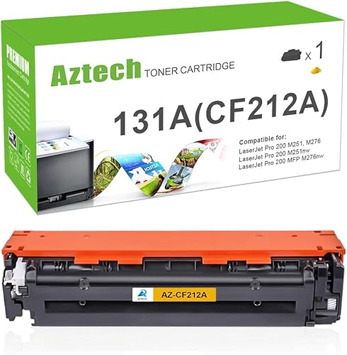 Aztech Cartucho de tóner de repuesto compatible para HP 131X 131A CF212A para HP Pro 200 Color M251nw M251n MFP M276n M276nw Tinta de impresora