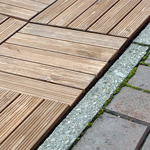 9 Houten vloer DECK TILES SLAB SET Gemakkelijk vergrendeld voor tuin PATIO DECKING PATH - Image 3