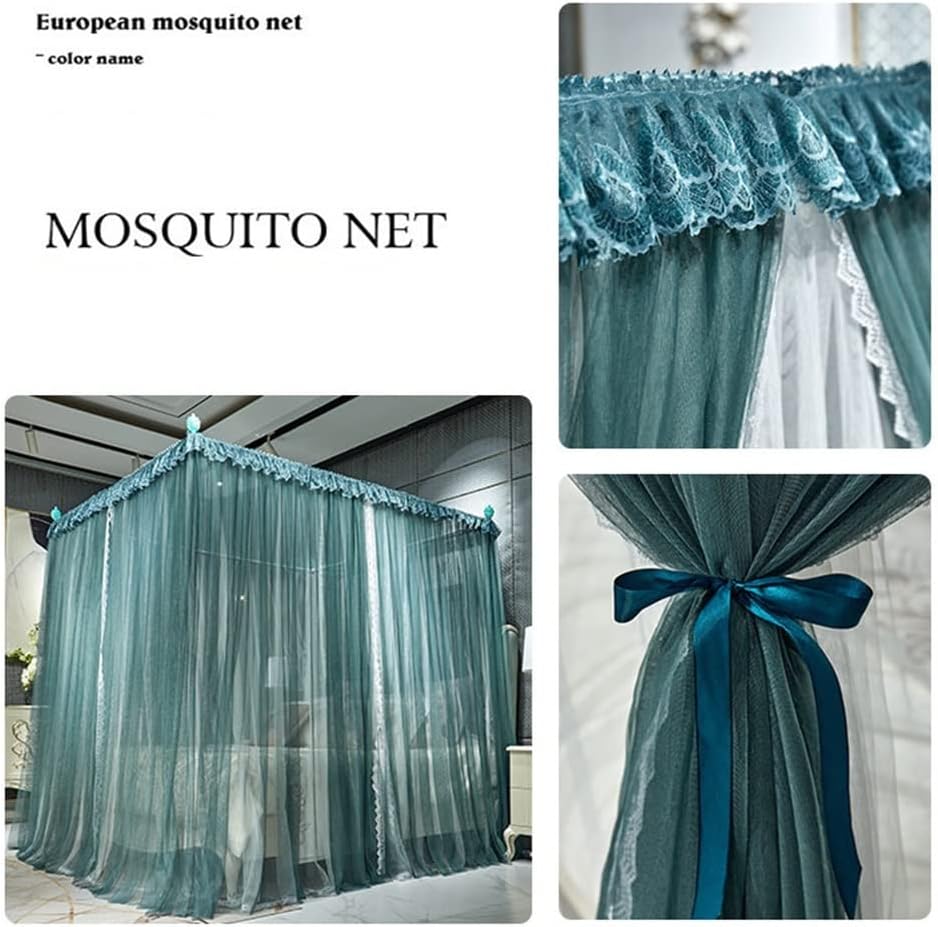 Luxury Bed Curtains Canopy Ruffle 4 Corner Post Canopy Netting Bed Canopy for Girls Kids Adult Mosquito Net for Full/Queen/King/California King Bedding Décor