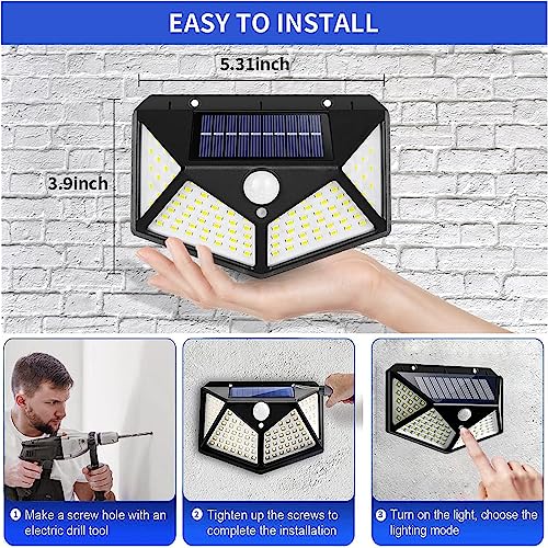 VARNITYA Waterproof Outdoor Solar Light, Motion Sensor Smart LED Solar Lights for Outdoor/Garden Wall Fence Farmhouse