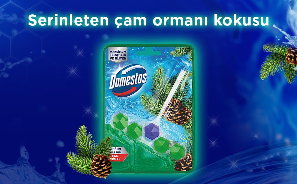 Domestos WC Blok 5'li Güç Tuvalet Bloğu Çam Ferahlığı Maksimum Hijyen 50 G