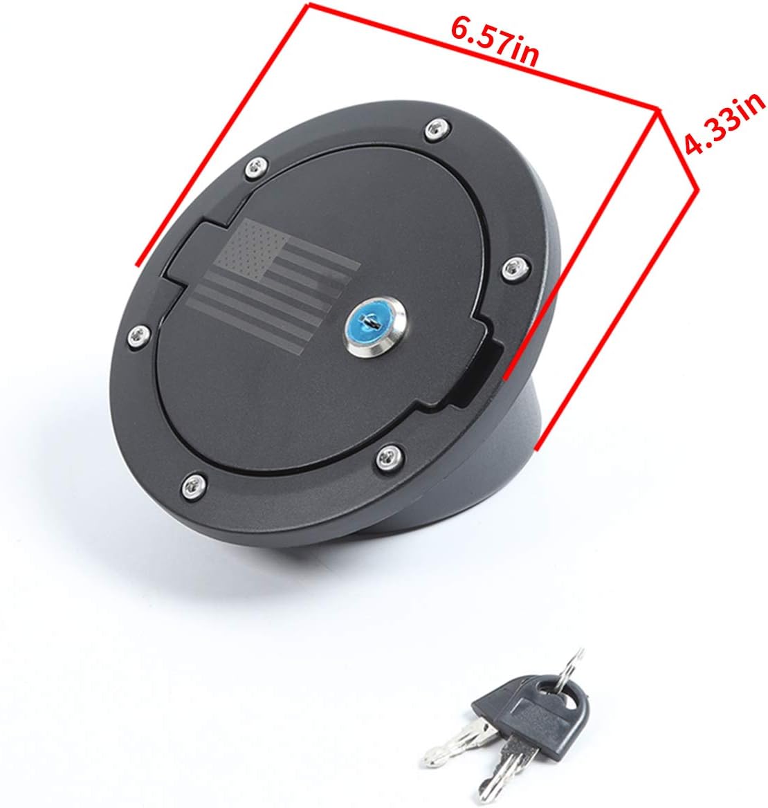 American Flag Gas Cap Cover Locking Fuel Door Cover for 2007-2018 Jeep Wrangler JK & Unlimited Sport Rubicon Sahara 2-Door 4-Door