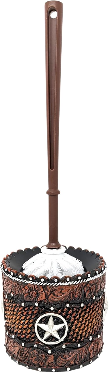 Rustic Toilet Brush Holder Set – Western Bathroom Decor, Cowboy & Southwestern Style, Toilet Cleaner & Scrubber for Cabin & Rustic Home Decor, Decorative Toilet Brush and Holder