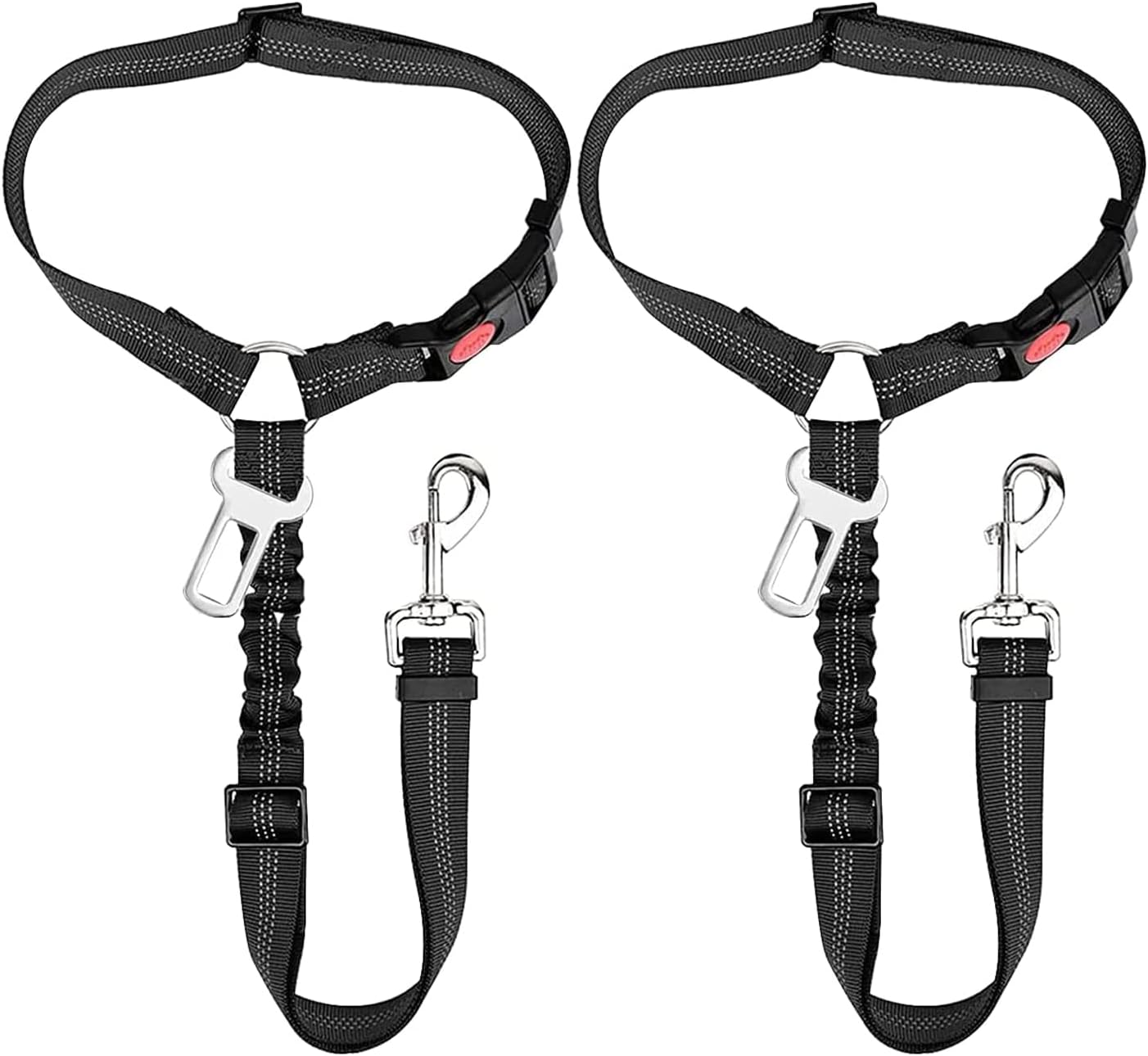 TSKDKIT 2 Piezas Cinturones de Seguridad para Perros Universal Correa de Coche para Perros Ajustable Correa para Perros en Coche con Clip y elástico, Cinturon Coches para Todos Los Perros y Gatos