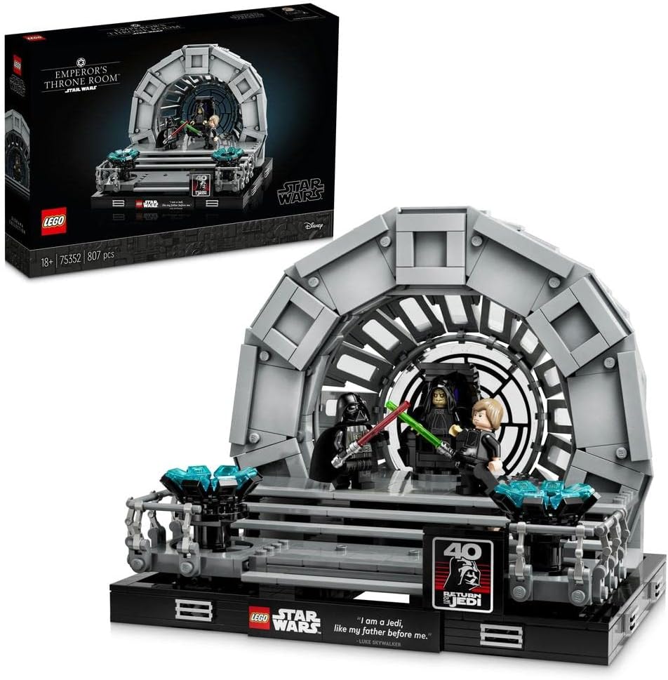 75352 Star Wars Emperor's Throne Room Diorama, Return of the Jedi 40th Anniversary Lightsaber Dual Set, Collectible Gift for Adults with Luke Skywalker and Darth Vader Minifigures - ‎Multicolor