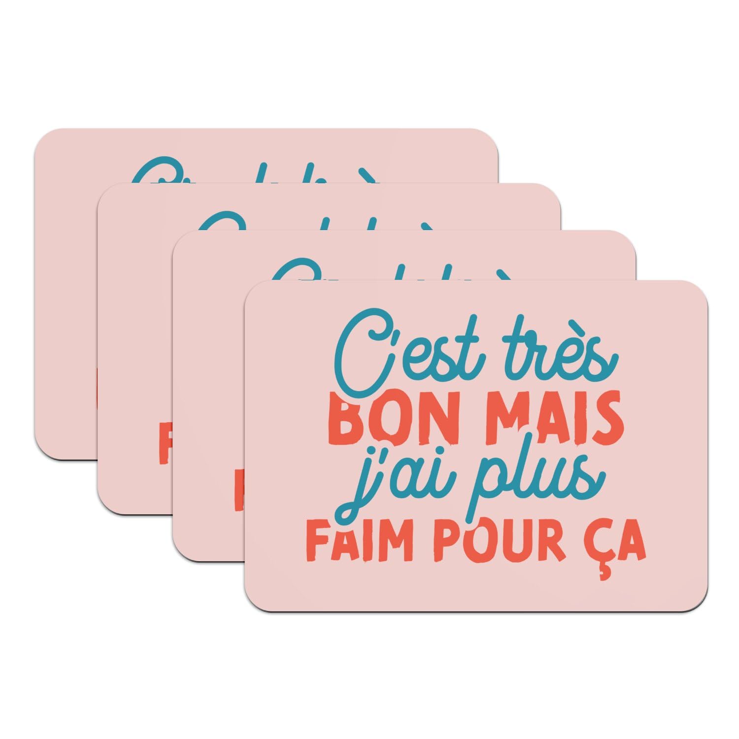 Lot de 4 sets de table dessous en caoutchouc rose grand format lavable