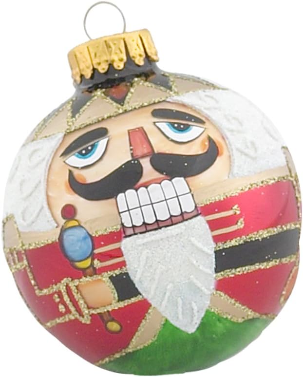 Kurt Adler Nutcracker Design Glass Christmas Ball Ornament, 65mm, Set of 4