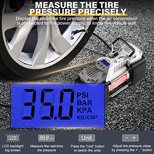image for GSPSCN Portable Air Compressor Pump Tire Inflator with Digital Gauge, 