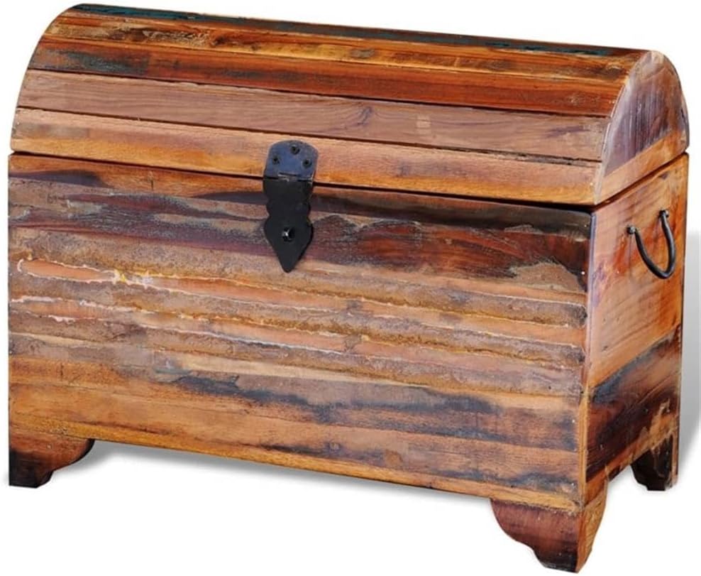 BOWERY HILL Rectangular Solid Reclaimed Wood Storage Chest, Multicolor Waxed Finish, 11.8 x 23.6 x 17.7 in, Vintage Handmade Decorative Trunk for Living Room Organization and Storage